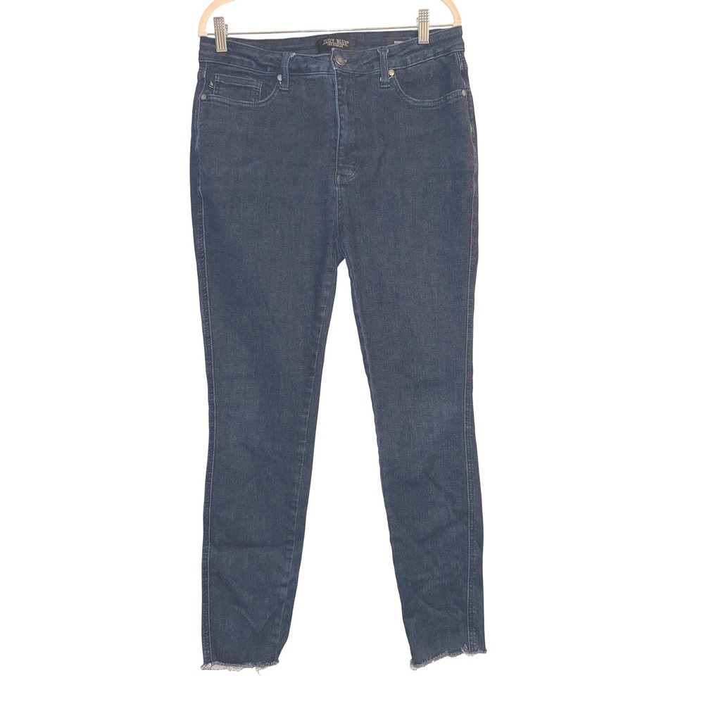 Judy‎ Blue Los Angeles Skinny Fit Dark Wash Raw Hem Jeans 15/32 High Rise Denim